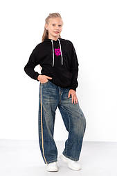 Джинси підліткові широкі для дівчинки сині