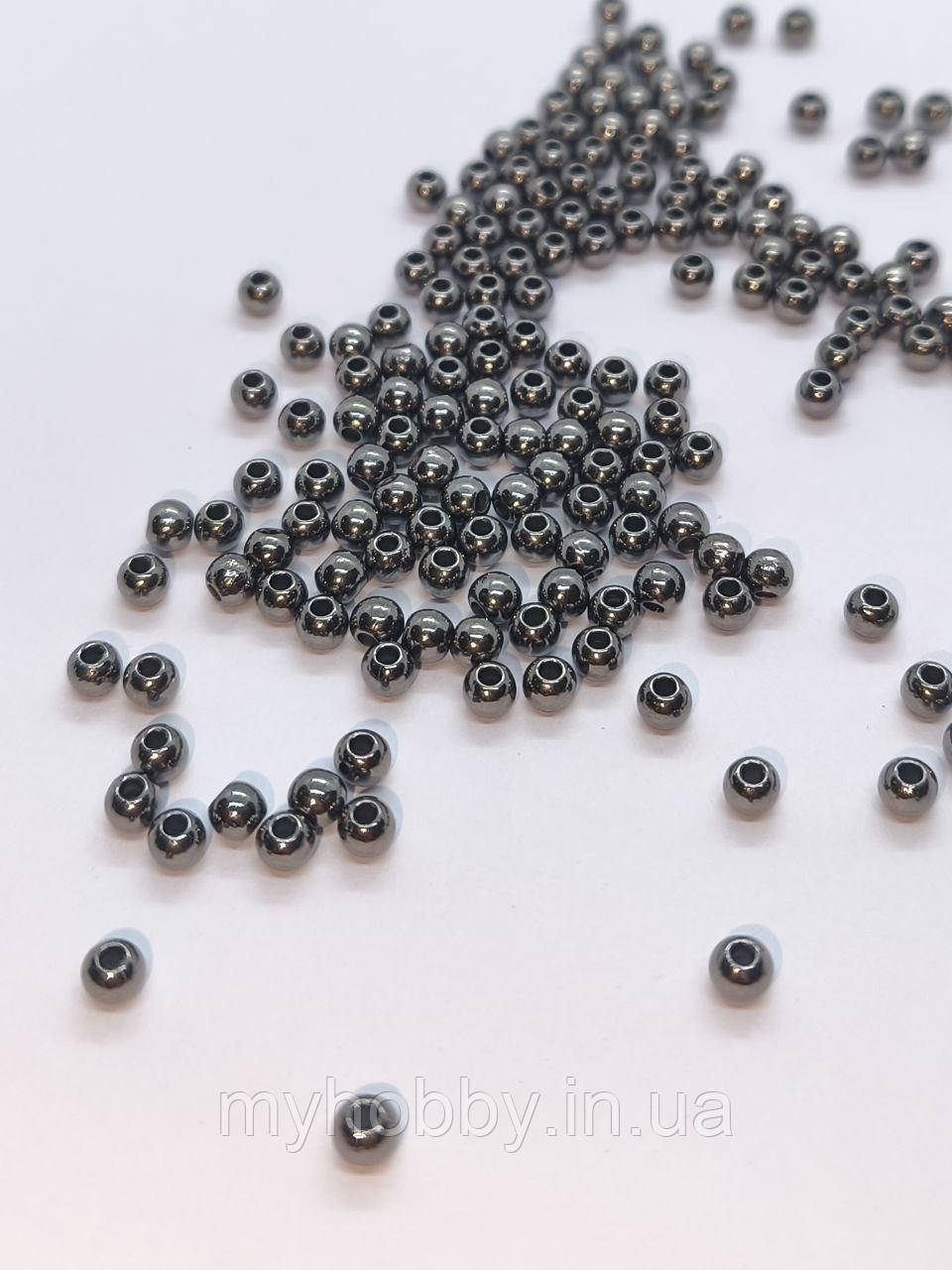 Намистини акрилові 4мм (+-200шт) Графітові, фото 1