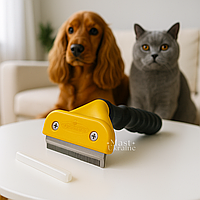 Фурмінатор для собак і кішок з лезом 6.8 см Furminator deShedding Tool, для середніх порід Жовтий, DSHF-68-Yellow