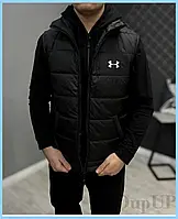 Жилет чоловічий Under Armour стьобаний чорний безрукавка з кишенями для весни та осені молодіжний