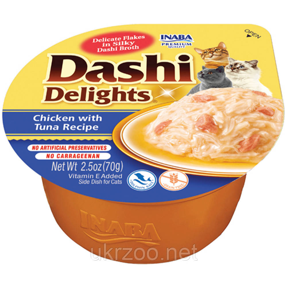 Ласощі INABA "DASHI Delights" для котів,  курка з тунцем 70 гр (6 шт.уп.)  НОВИНКА (48 шт.), фото 1