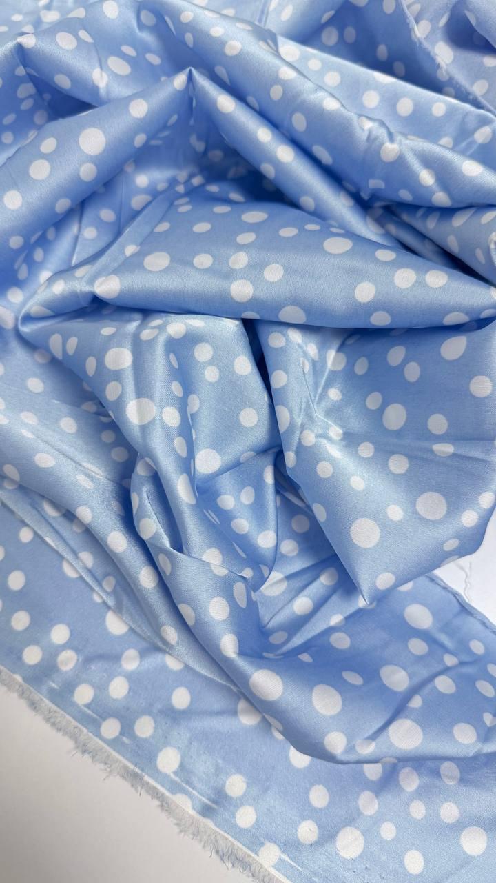 Шовк Армані в горошок, колір блакитний, фото 1