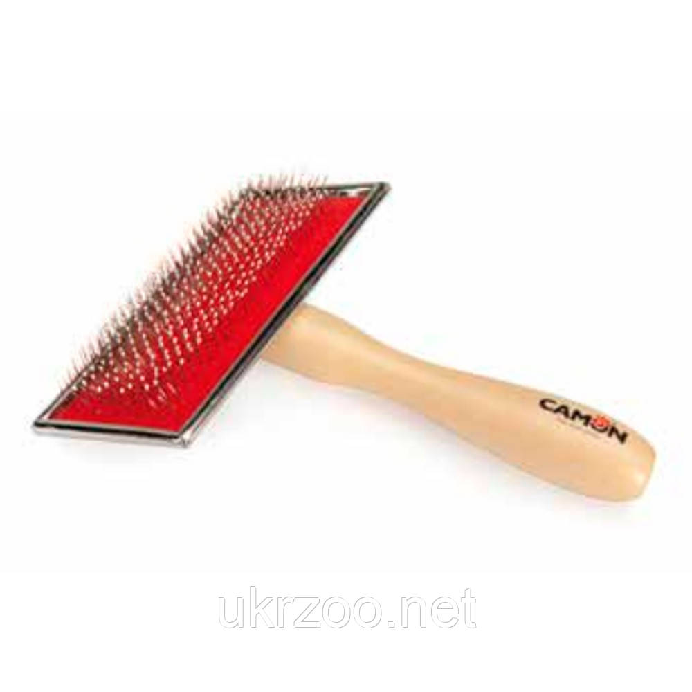 Пуходерка зі штифтами з нержавіючої сталі з пластиковим покриттям, з дерев'яною ручкою 12 x6 см, LG 6 шт/уп, фото 1