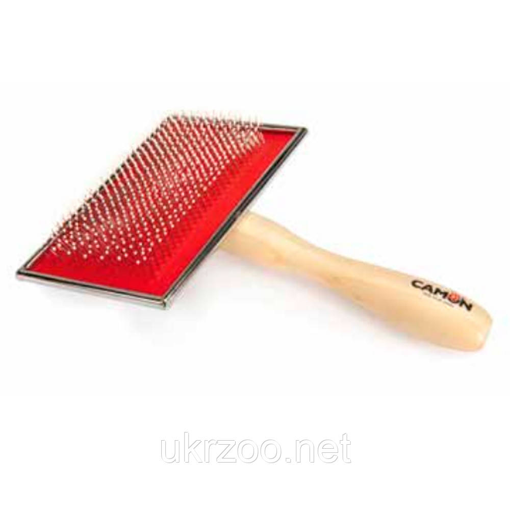 Пуходерка зі штифтами з нержавіючої сталі з пластиковим покриттям, з дерев'яною ручкою 12,5x8 см, XL 6 шт/уп, фото 1