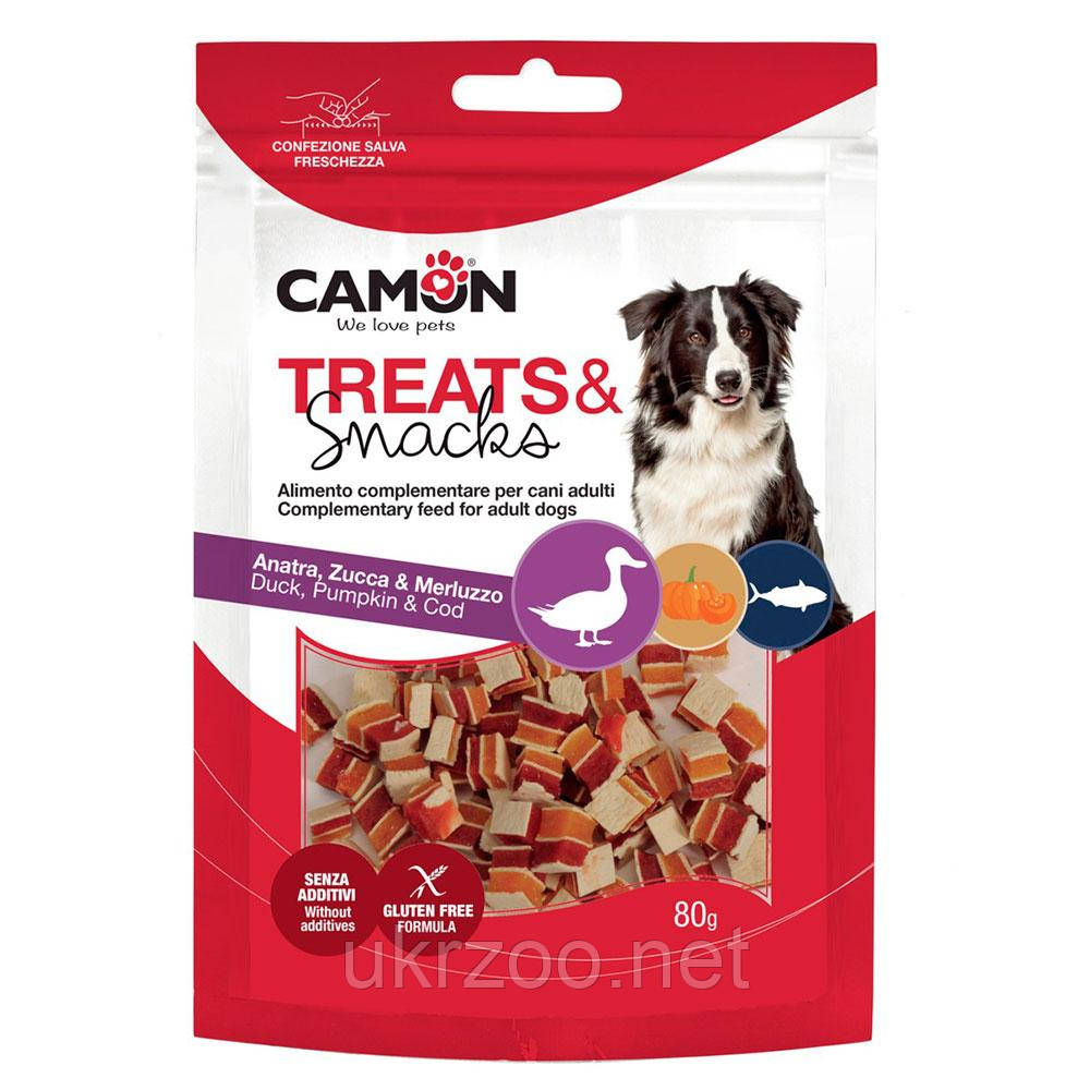 Ласощі м'ясні сендвіч кубики з качкою, гарбузом та тріскою, 80 гр, 1.3x1.3x2 см, (флоупак) 12 упак./короб., фото 1