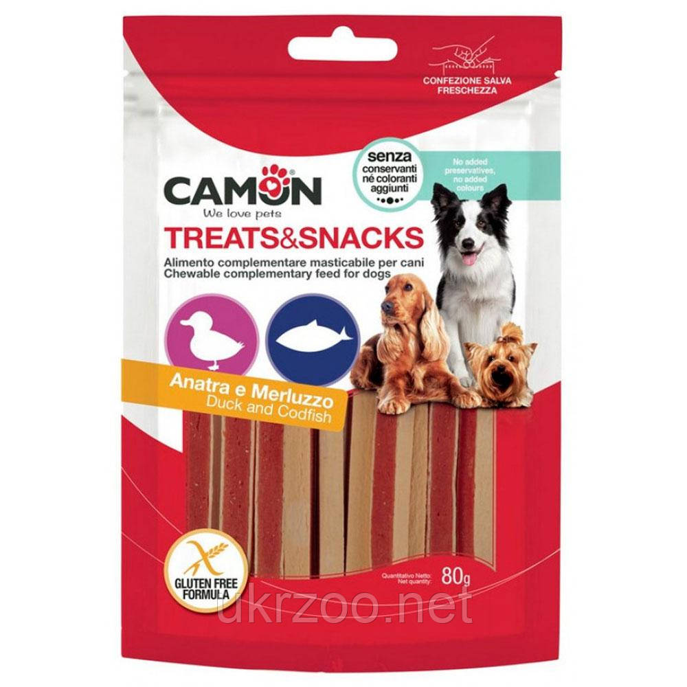 Ласощі м'ясні сендвіч палички з качкою та тріскою, 80 гр, 11*0,5 см, (флоупак) 14 упак./короб. (ціна за упак), фото 1