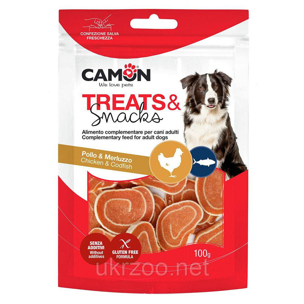 Ласощі м'ясні суші роли з куркою та тріскою, 100 гр, 4,5 см, (флоупак) 14 упак./короб. (ціна за упак), фото 1