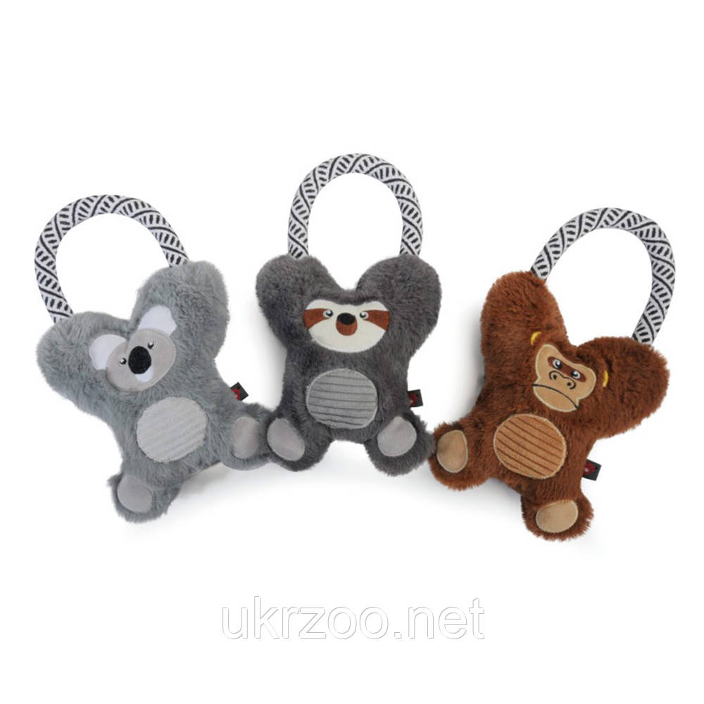 Іграшка для собак горила, коала, лінивець плюшеві з пищалкою, 20 см, 6 шт/уп, (ціна за 1 шт), фото 1