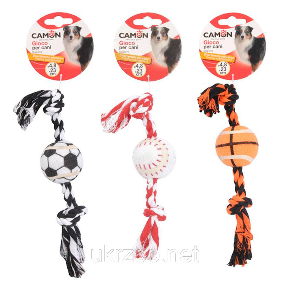 Іграшка для собак канат грейфер із спортивними м'ячами( баскетбольний/бейсбольний/футбольний), 4,3 см / 23 см,, фото 1