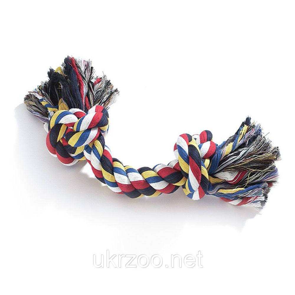 Іграшка для собак канат грейфер Кісточка з двома вузлами, 28 см, 125 гр. 6 шт.упак (ціна за 1шт), фото 1