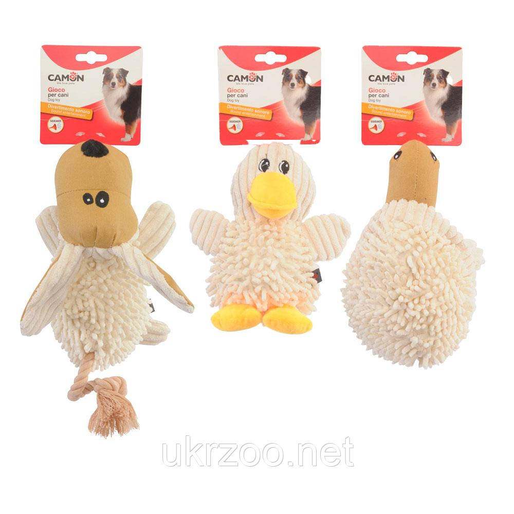 Іграшка для собак качка, собака та черепаха плюшеві з пищалкою, 25 см, 6 шт/уп, (ціна за 1 шт), фото 1