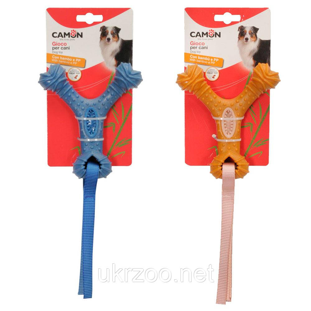 Іграшка для собак кісточка з бамбуку та стрічками для ласощів, 15 см, 4 шт.упак (ціна за 1шт), фото 1