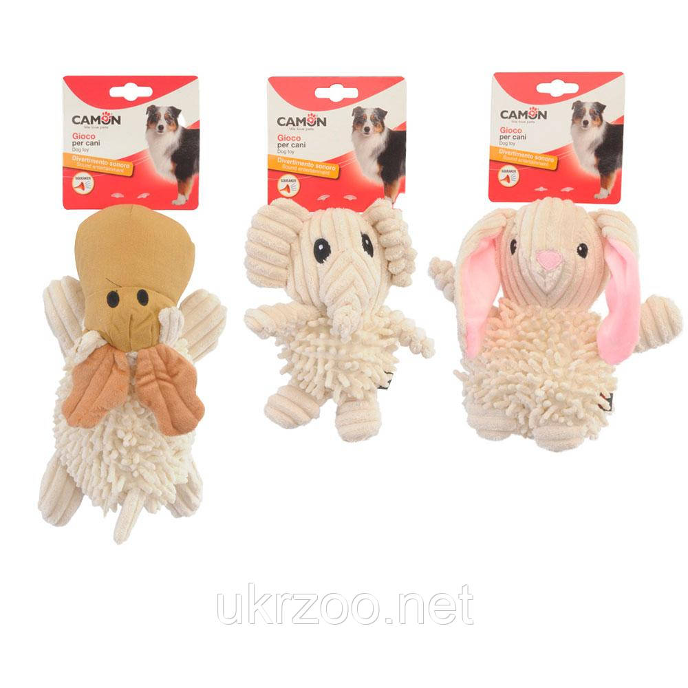 Іграшка для собак кролик, олень та слоненя плюшеві з пищалкою, 25 см, 6 шт/уп, (ціна за 1 шт), фото 1
