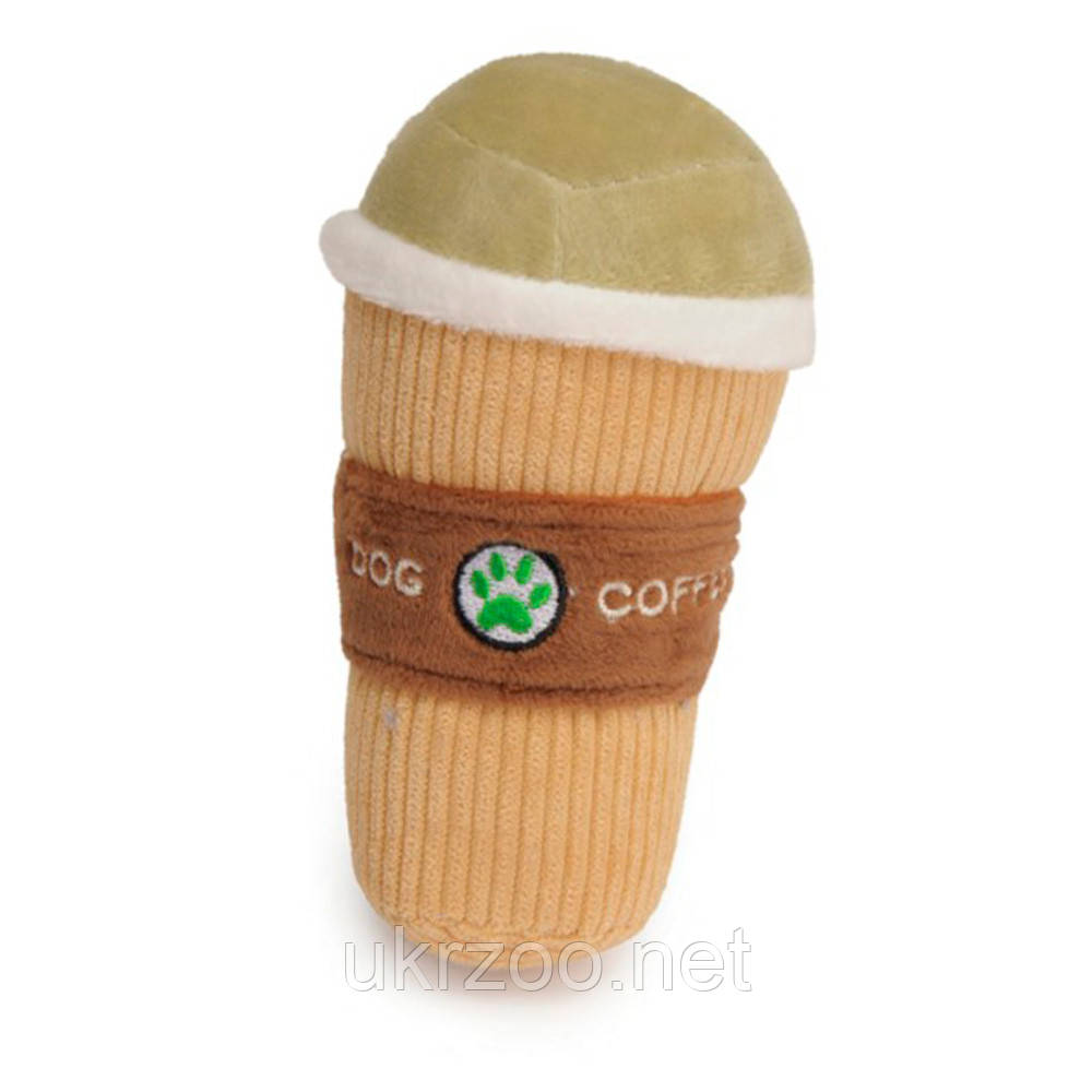 Іграшка для собак кружка плюшева з пищалкою, 16 см, 4 шт/уп, (ціна за 1 шт), фото 1