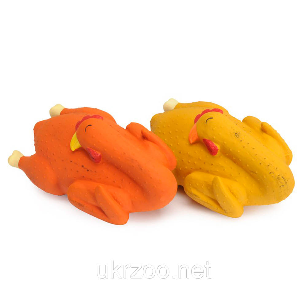 Іграшка для собак курка латексна з пищалкою набита ватою, 19 см, 4 шт.упак (ціна за 1шт), фото 1