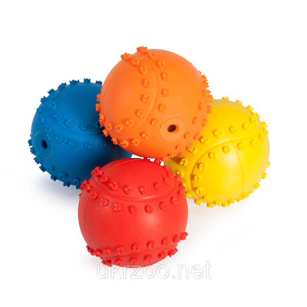 Іграшка для собак м'яч гумовий з пищалкою, 6 см, 6 шт.упак (ціна за 1шт), фото 1