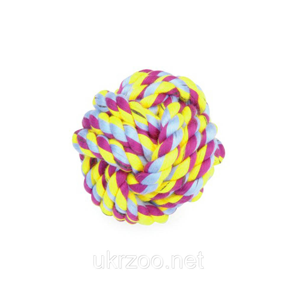 Іграшка для собак м'яч канат бавовняний, 8 см, 120/130 гр, 6 шт.упак (ціна за 1шт), фото 1