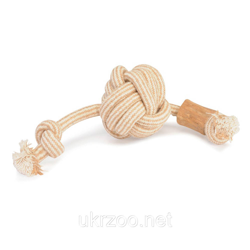 Іграшка для собак м'яч канат з паличкою з кавового дерева на мотузці, 40 см, d.3/4cм*4,5 см, 1 шт.упак (ціна, фото 1