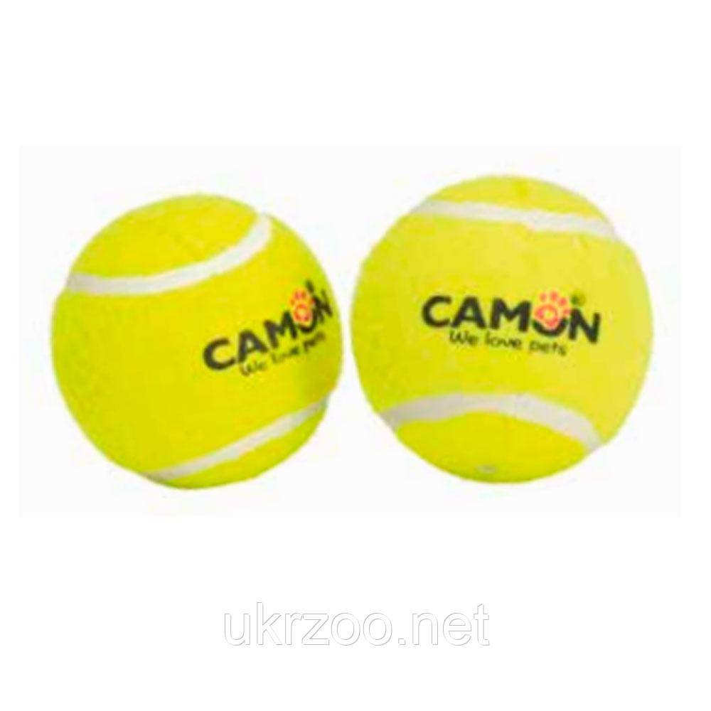 Іграшка для собак м'яч тенісний з пищалкою, жовтий,  7,5 см 2 шт.упак  (ціна за упак) 6 уп/короб., фото 1