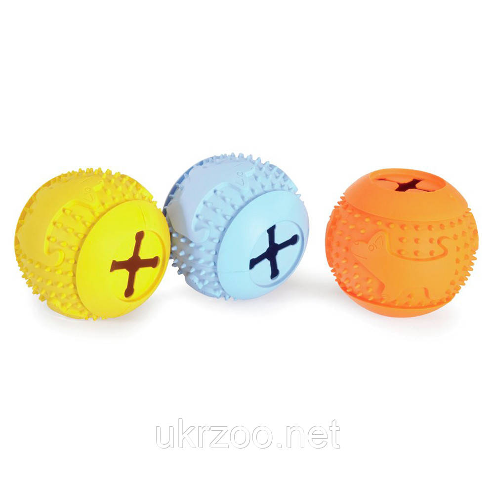 Іграшка для собак м'ячик гумовий для ласощів, 7,5 см 6 шт.упак (ціна за 1шт), фото 1