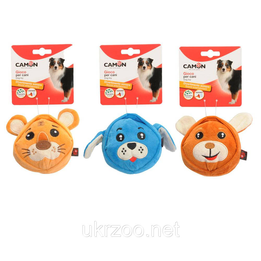 Іграшка для собак собачки у вигляді кулі м'які поліестерові з пищалкою та шелестінням,(в трьох кольорах, фото 1