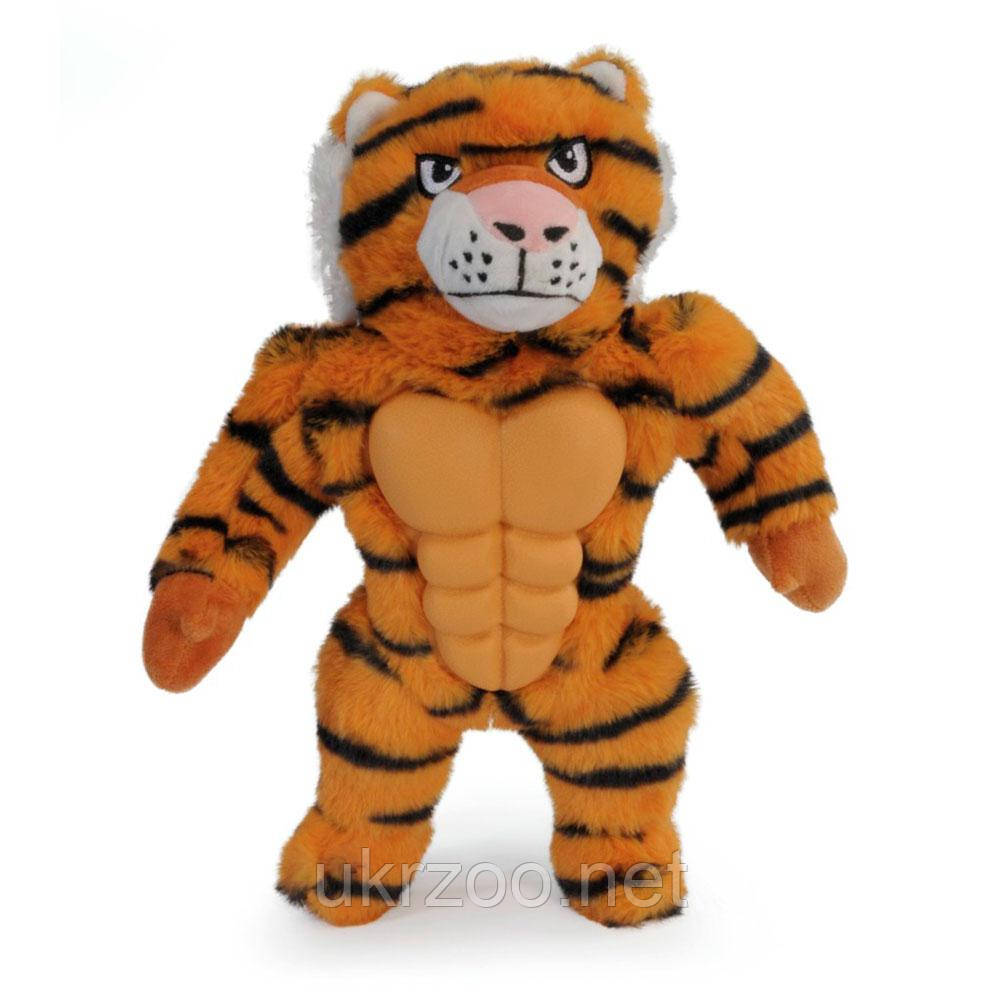 Іграшка для собак тигр плюшевий з поліестеру та TPR з пищалкою, 30 см, 1 шт/уп, (ціна за 1 шт), фото 1