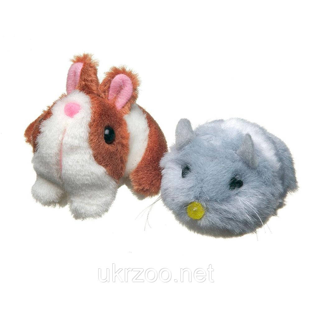 Іграшка для котів тримтячі мишка та кролик, плюшеві, 8 см, 12 шт/дісплей, .(ціна за 1 шт.), фото 1