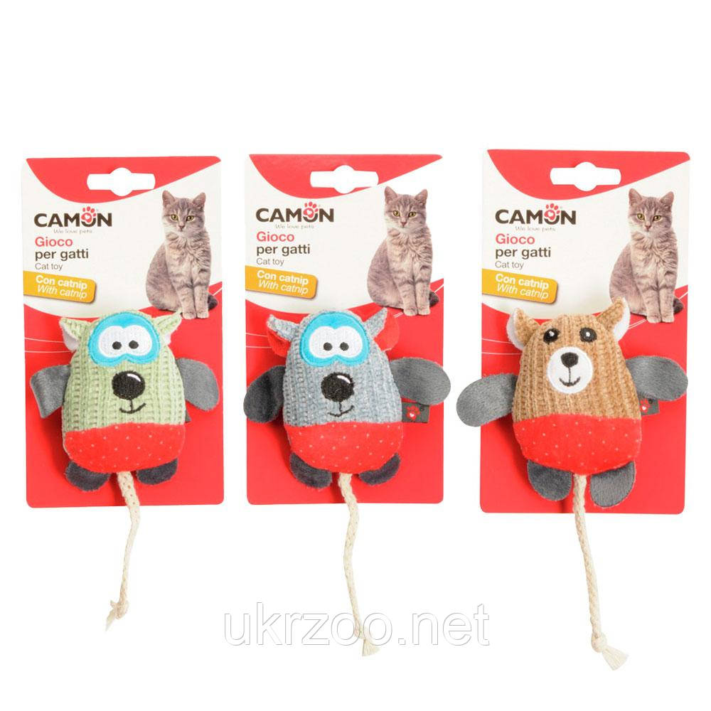 Іграшка для котів фантастичні звірята з поліестеру та котячої м'яти( 2 вовчки та лисичка) , 10 см, 6 шт/уп, фото 1