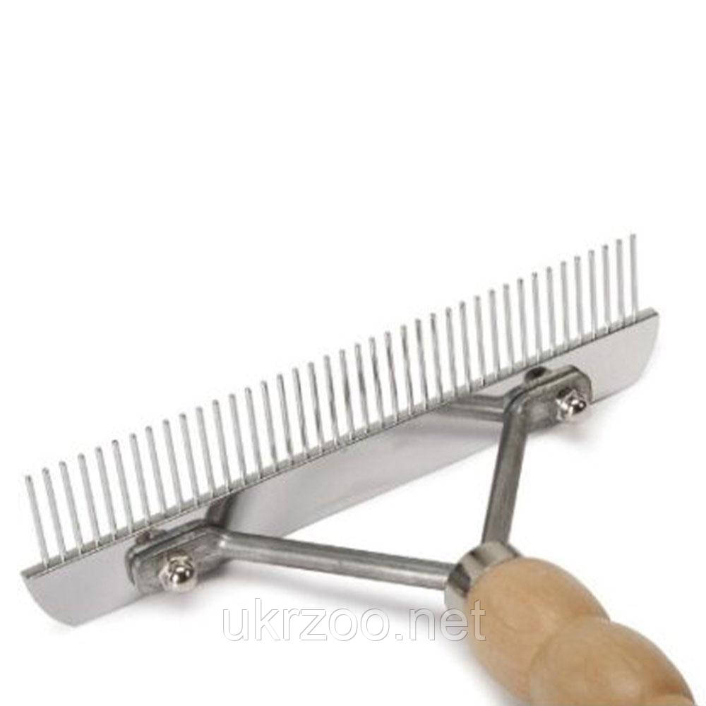 Гребінець-граблі з 40 зубцями з дерев'яною ручкою, 16 см, 1 шт/уп  (ціна за 1 шт.), фото 1