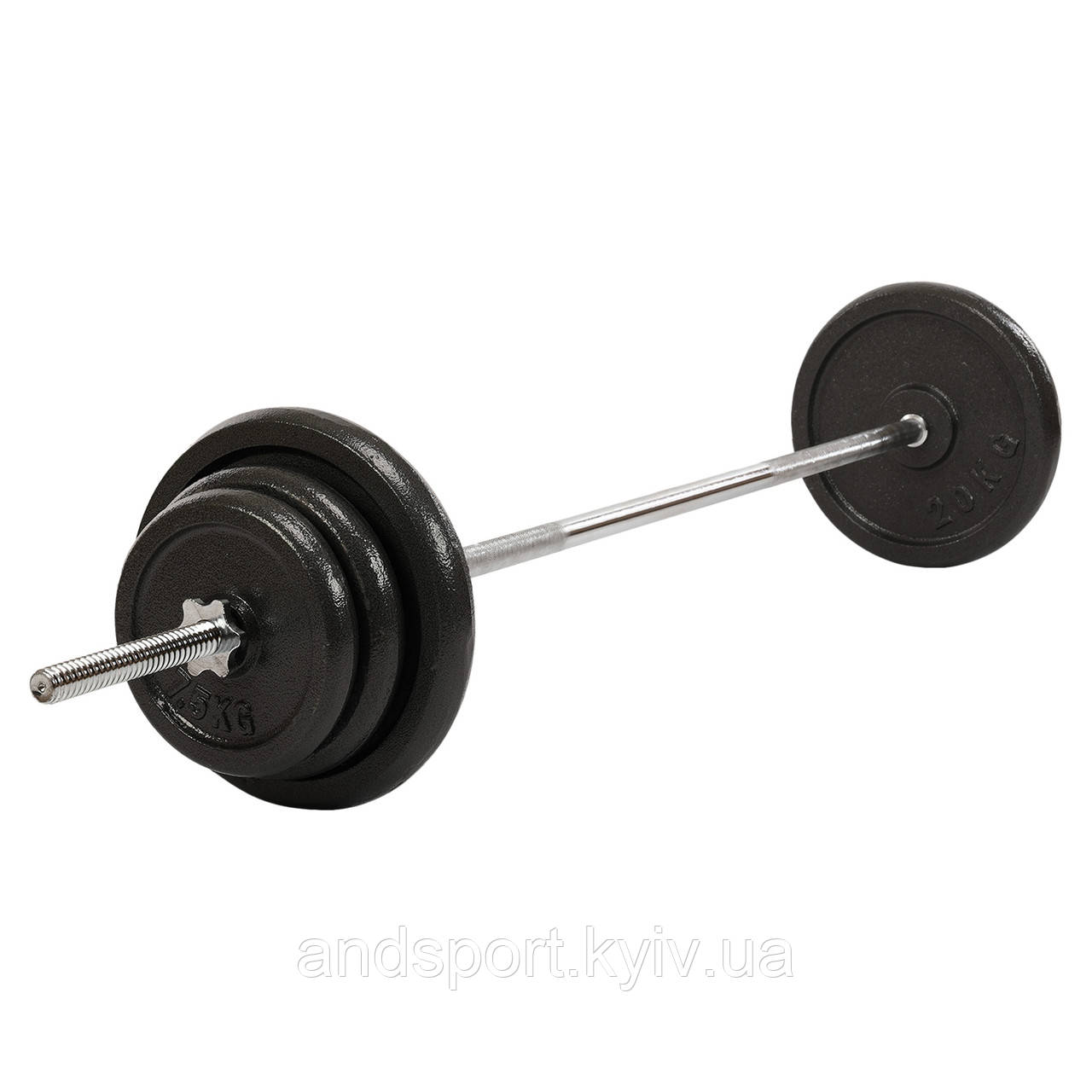 Штанга пряма зі сталевими дисками SHUANG CAI SPORTS TA-1139-83RSTAL довжина-1,8м 28мм 83кг Код TA-1139-83RSTAL