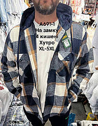 Куртка-сорочка Hetai на синьому хутрі з капюшоном( на блискавці)