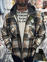 Куртка-сорочка Hetai на синьому хутрі з капюшоном( на блискавці)