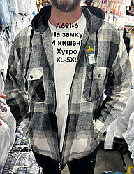 Куртка-сорочка Hetai на синьому хутрі з капюшоном( на блискавці)