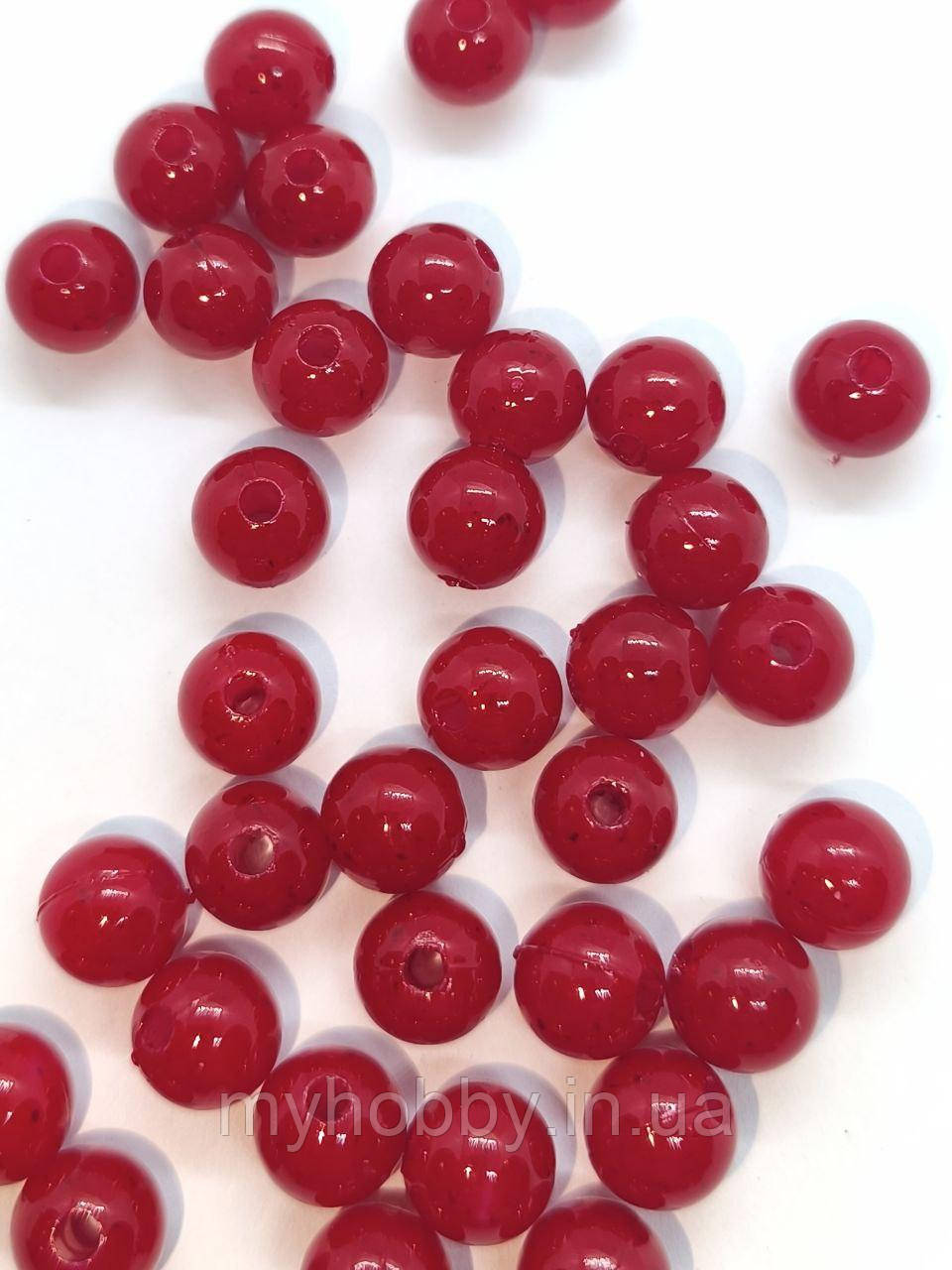 Перли акрилові червоні 8мм (+-50шт), фото 1