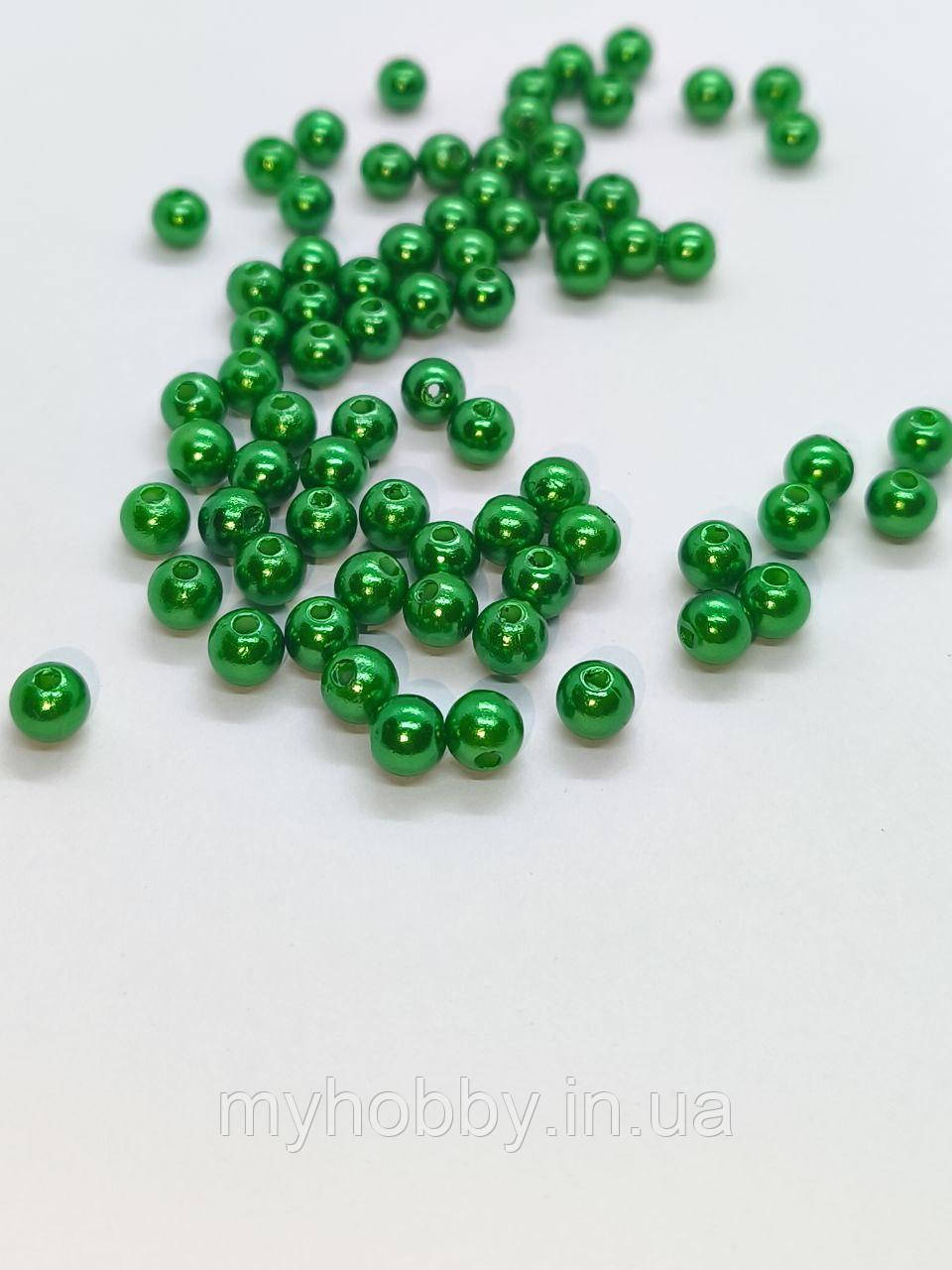 Намистини акрилові 6мм (+-100шт) Зелені, фото 1
