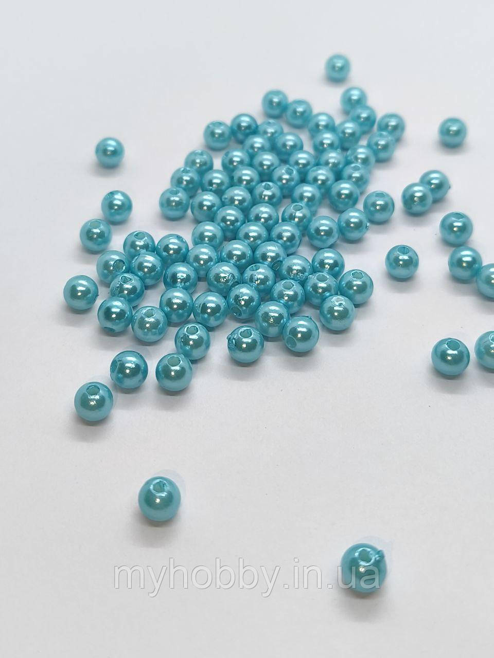 Перли акрилові блакитні 6мм (+-100шт), фото 1