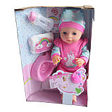 Пупс функціональний 40 см - п'є з пляшечки, ходить на горщик, заплющує очі, з аксесуарами, фото 2