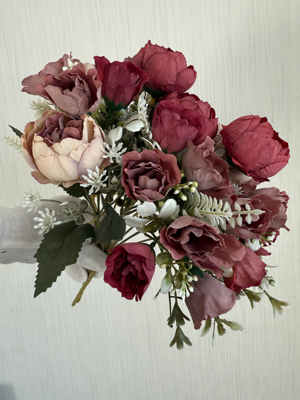 Букет штучних півоній . Півонії для декору ( бордові , 32 см ), фото 1