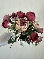 Букет штучних півоній . Півонії для декору ( бордові , 32 см ), фото 4