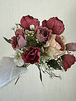 Букет штучних півоній . Півонії для декору ( бордові , 32 см ), фото 5