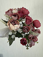 Букет штучних півоній . Півонії для декору ( бордові , 32 см ), фото 6