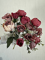 Букет штучних півоній . Півонії для декору ( бордові , 32 см ), фото 7