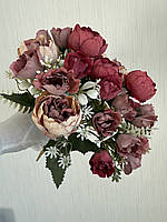 Букет штучних півоній . Півонії для декору ( бордові , 32 см ), фото 8