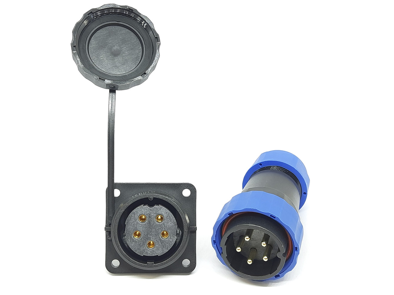 Герметичний роз'єм SP28 з квадратним фланцем захистом IP68 5 контактів (5pin), фото 1