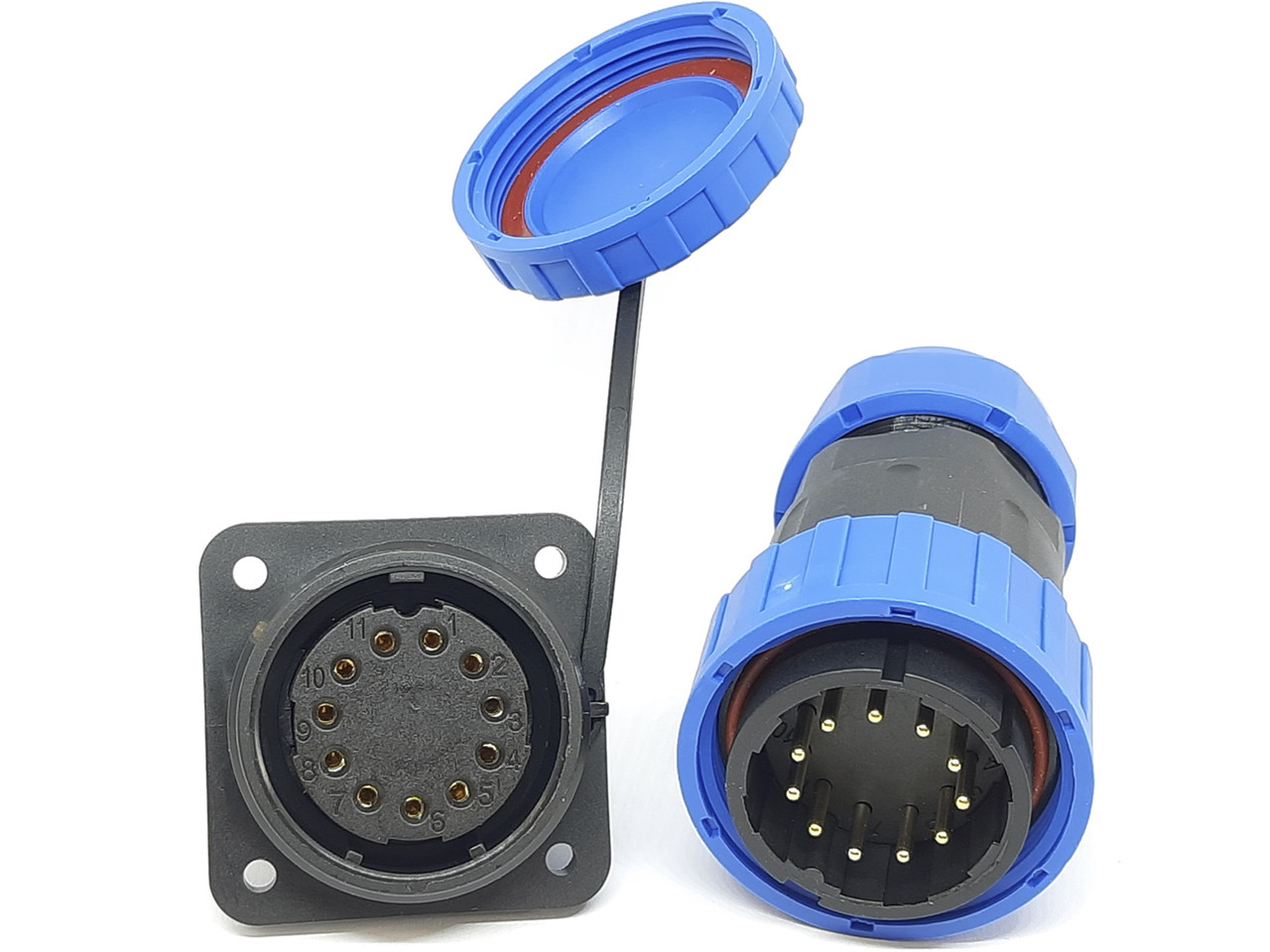 Герметичний роз'єм з квадратним фланцем LD32-11pin IP-68 під викрутку, фото 1