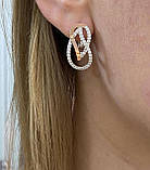 Срібні жіночі сережки з золотими вставками, фото 2