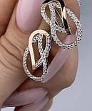 Срібні жіночі сережки з золотими вставками, фото 3