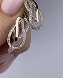 Срібні жіночі сережки з золотими вставками, фото 4