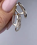 Срібні жіночі сережки з золотими вставками, фото 5