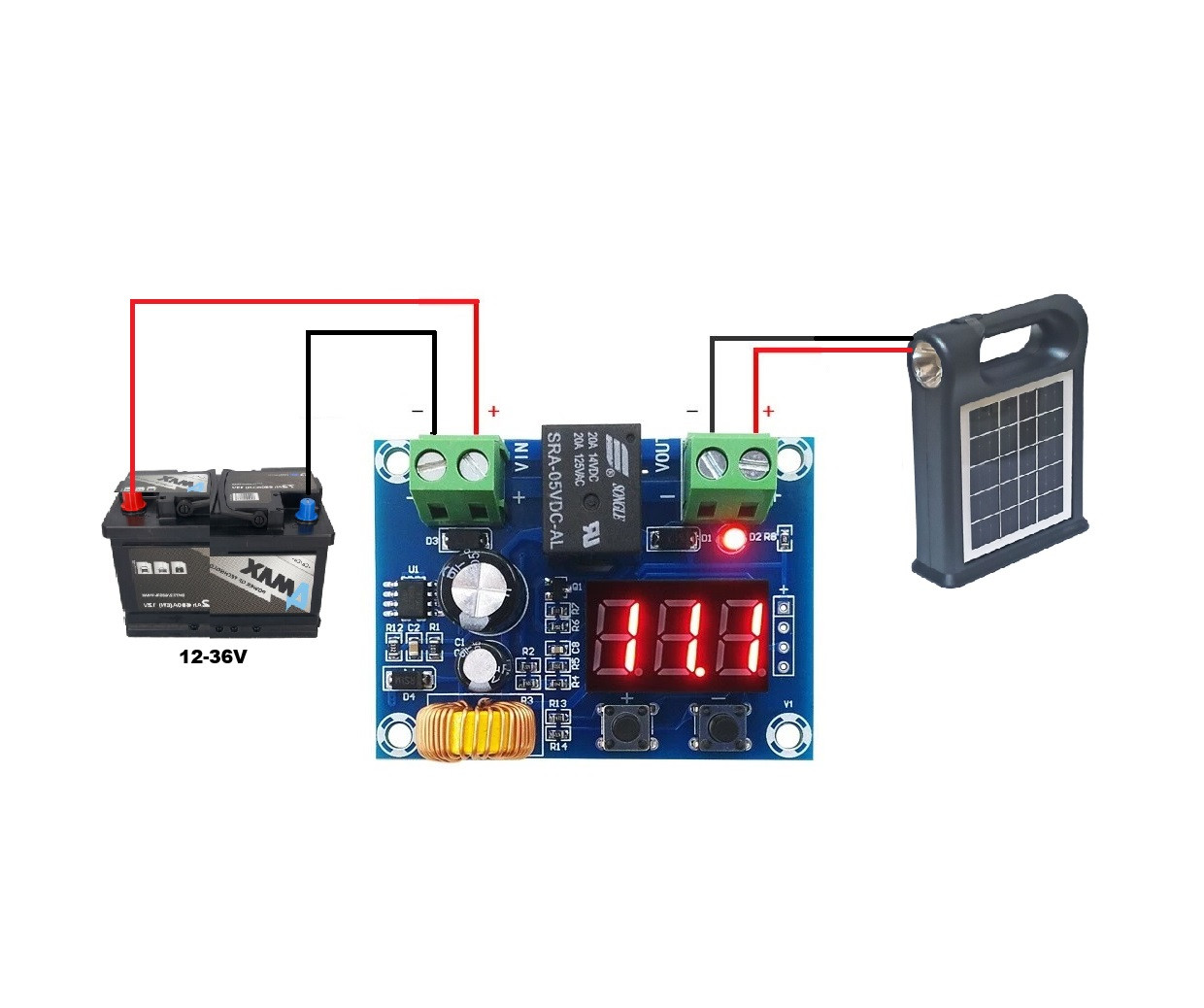 Модуль керування зарядом-розрядом акумулятора XH-M609 з індикатором 6-60V Модуль захисту акумулятора M609, фото 1